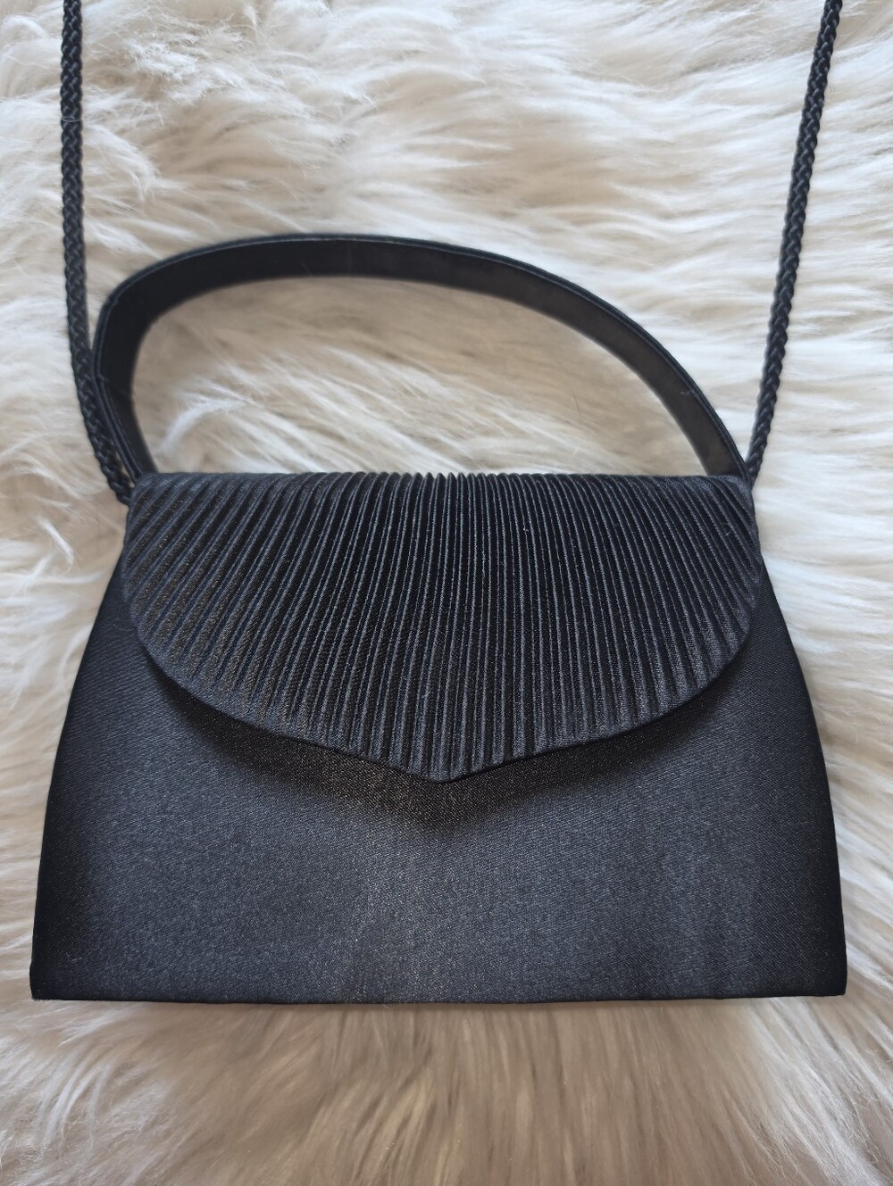Vintage SASHH New York Black Satin Evening Bag Clutch Handbag 90s